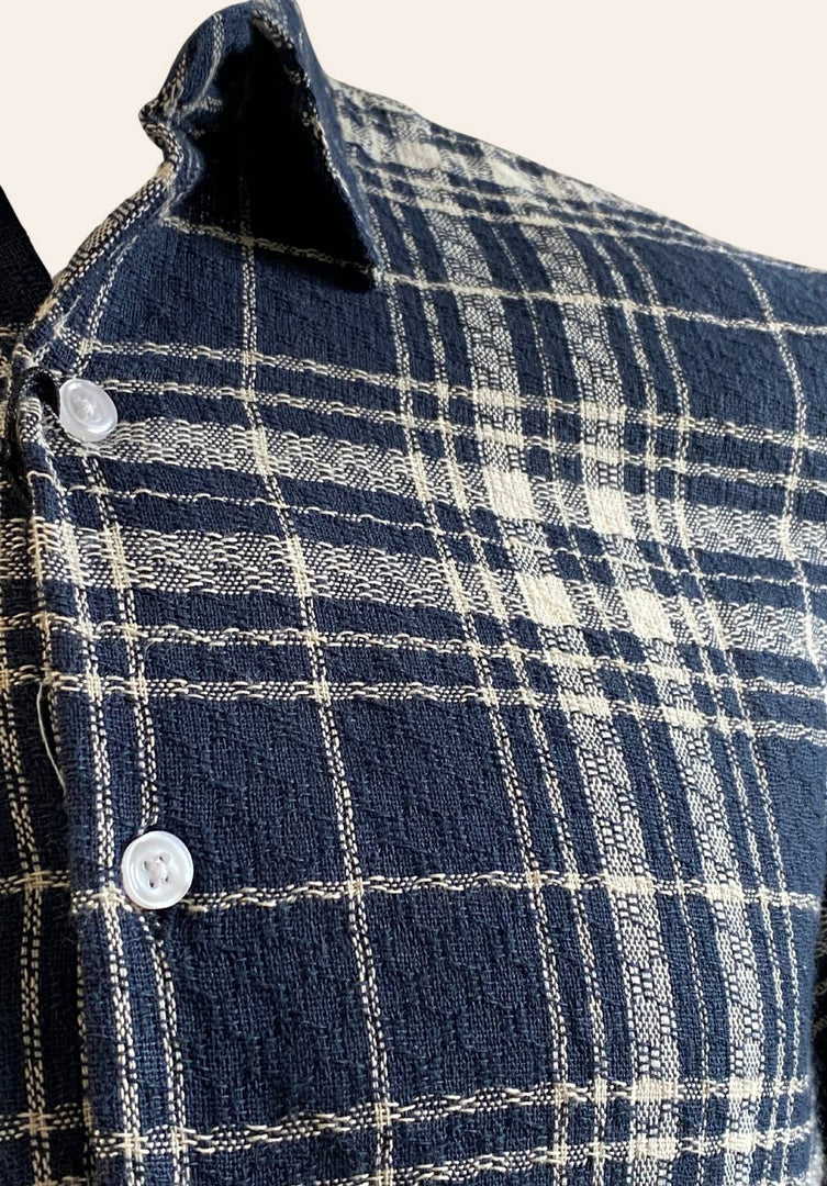 NAVY BLUE CHECKERED SHIRT