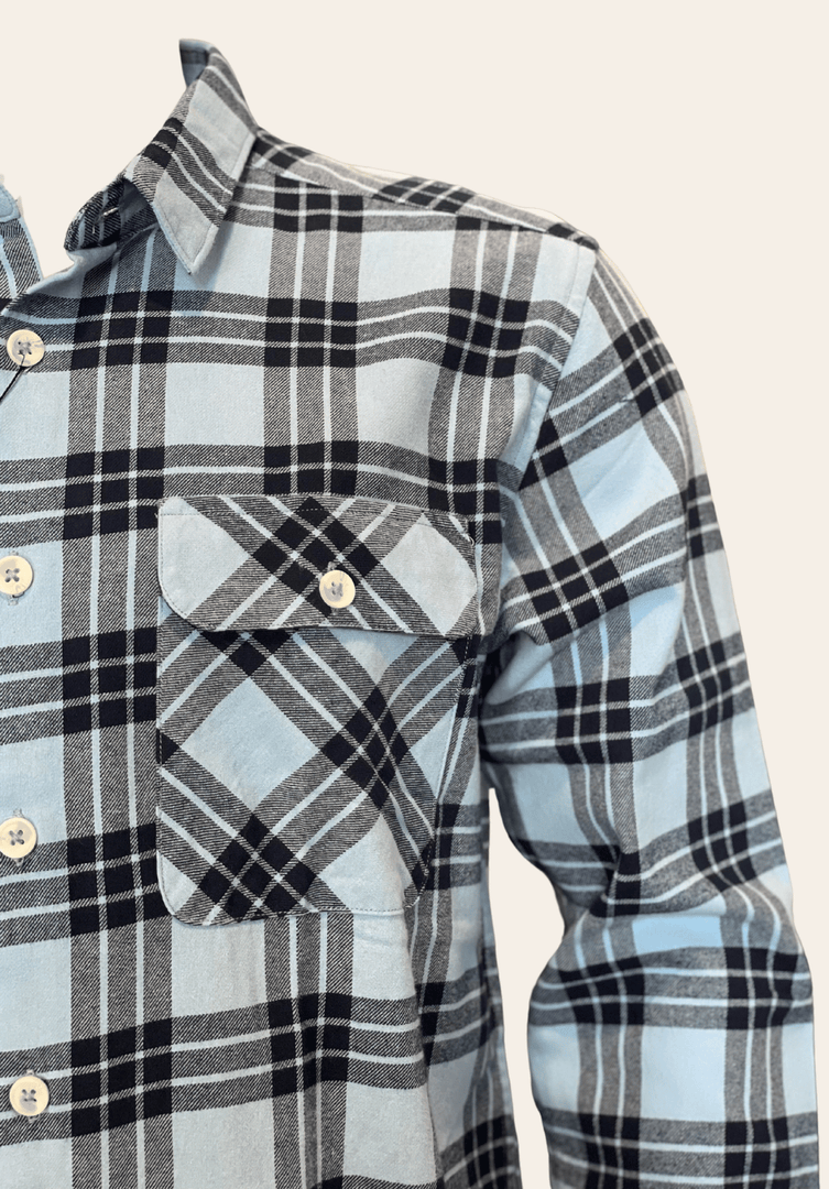 BLUE BLACK PLAID FLANNEL SHIRT