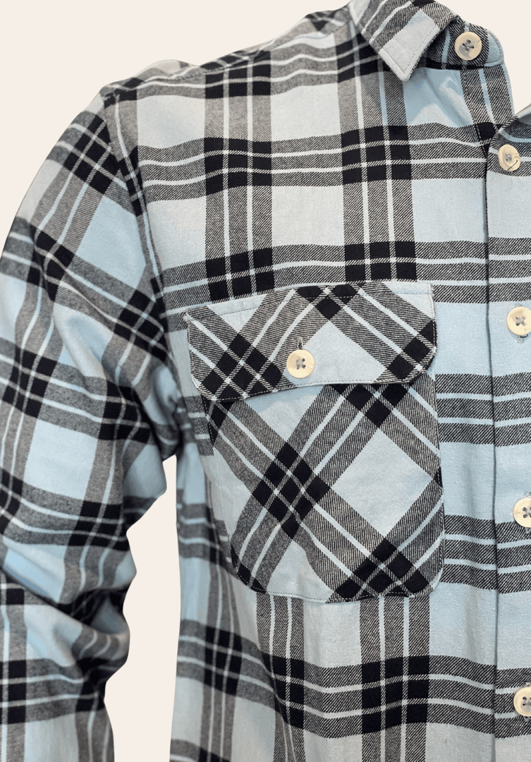 BLUE BLACK PLAID FLANNEL SHIRT