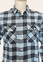 Load image into Gallery viewer, BLUE BLACK PLAID FLANNEL SHIRT

