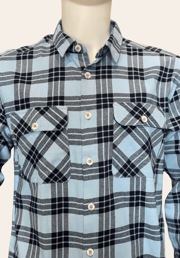 BLUE BLACK PLAID FLANNEL SHIRT