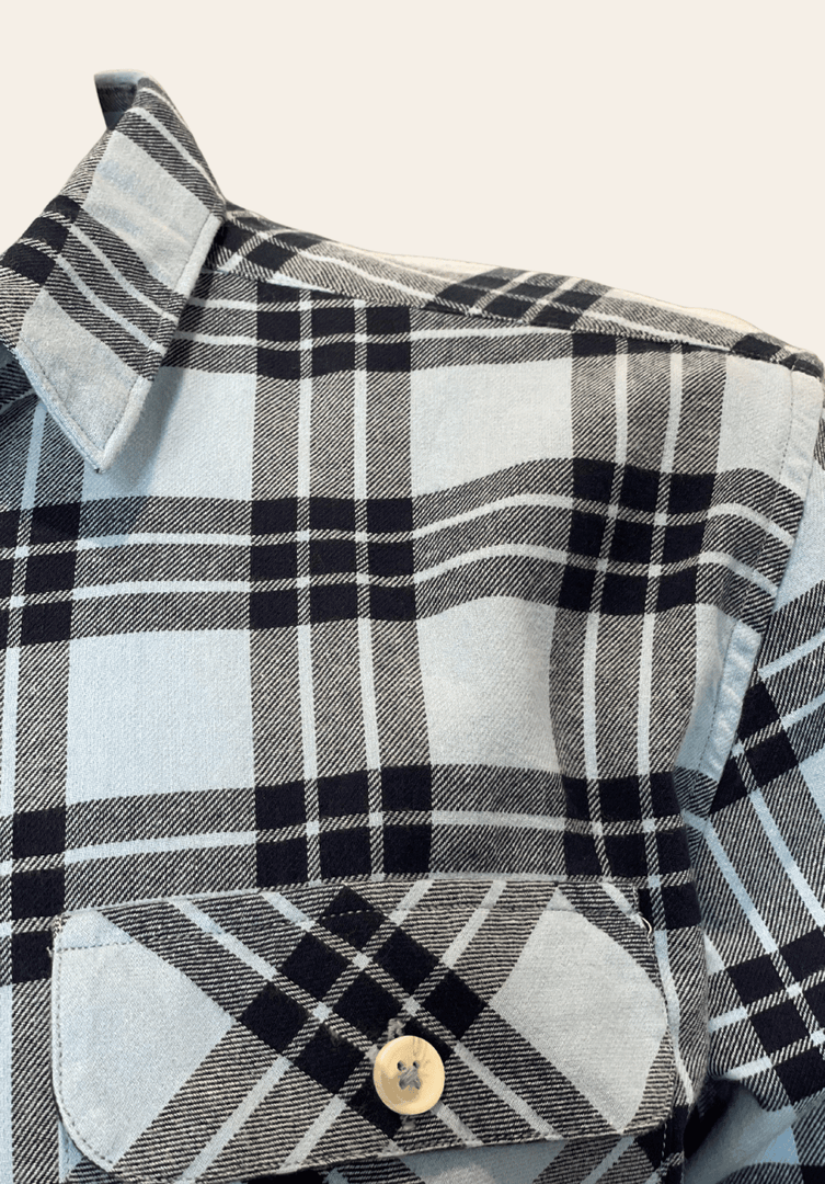 BLUE BLACK PLAID FLANNEL SHIRT