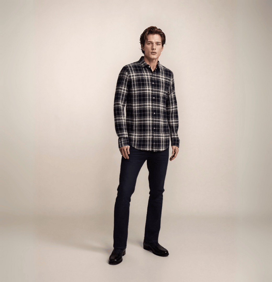 NAVY BLUE CHECKERED SHIRT